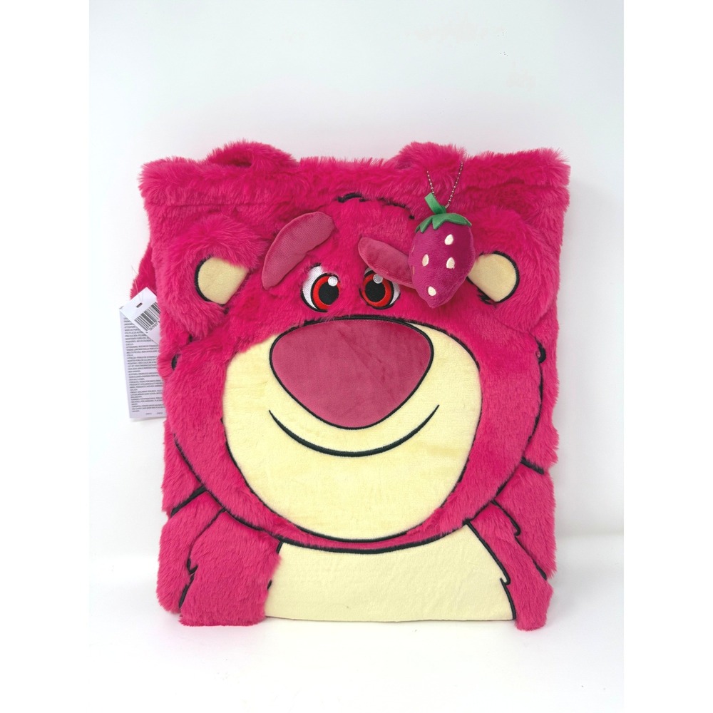 Disney Parks Pink Fuzzy Plush Lotso Huggin' Bear Tote Bag New‎